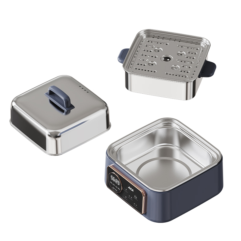 北美电器ACA双层电蒸锅 ALY-G12ZG15D 三档微电脑控制 防干烧不锈钢设计 24-30cm大口径健康蒸煮高清大图