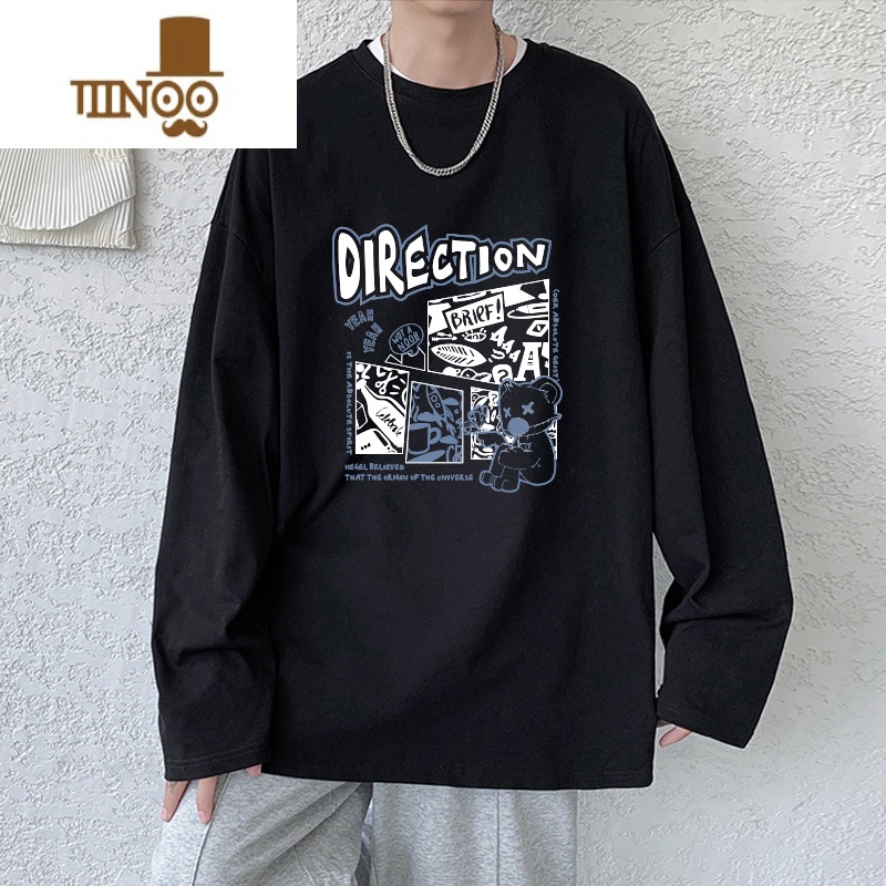 YANXU青少年男生长袖t恤男潮流初中高中学生上衣服薄款大码高清大图