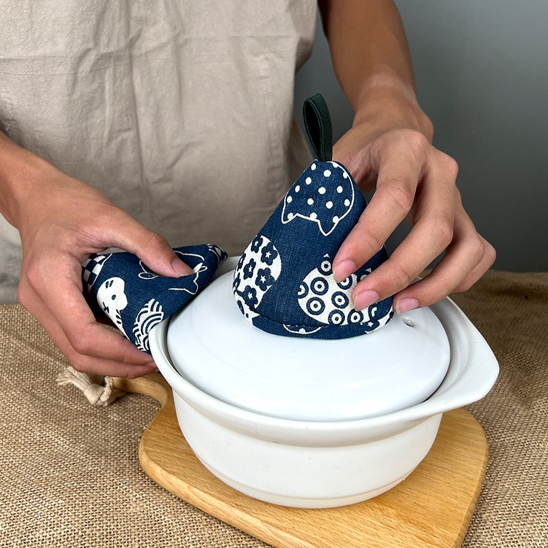 [补贴10%]隔热三角锅盖帽耐高温防烫加厚防烫手套微波炉烘焙烤箱炉手套加长高清大图