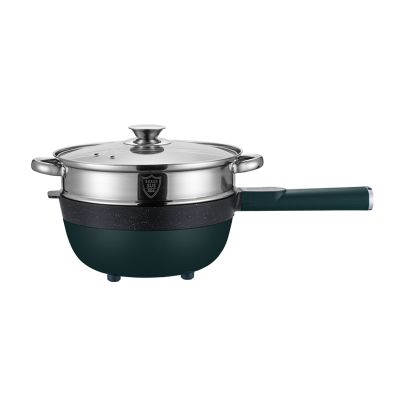 山水(SANSUI)电炒锅多功能电煮锅电火锅家用电热锅3L一体电炒菜锅不粘锅大容量5L 5L大容量【军绿色】+蒸笼