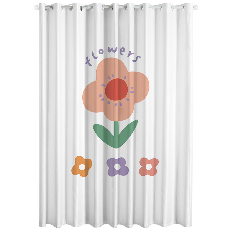 添福运 门帘隔断帘卧室隐私家用分间房间客厅免打孔屏风挡风帘子布帘窗帘遮光窗帘挂钩纯色窗帘打孔窗帘飘窗客厅帘子 Q69小花 宽3.5米*高度2.7米挂钩一片