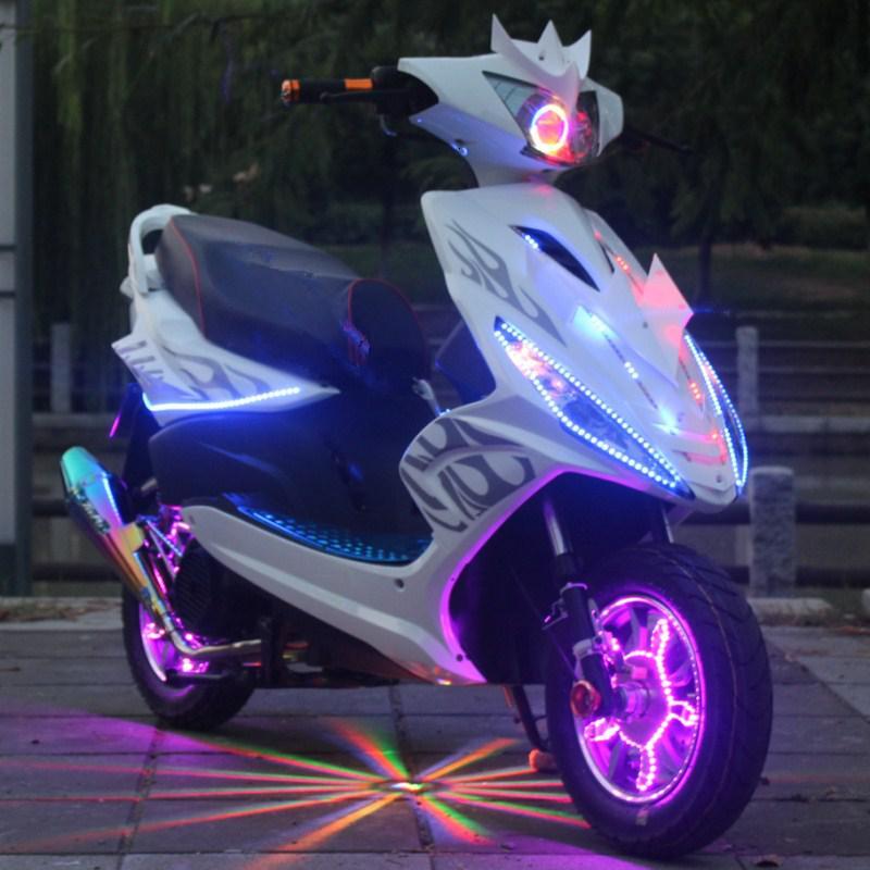 澳派全新鬼火摩托车国四电喷125cc燃油踏板助力车一代上牌改装轮毂灯