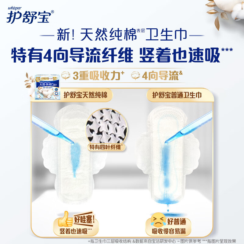 护舒宝纯棉卫生巾纯净无香型量多日284MM8片高清大图