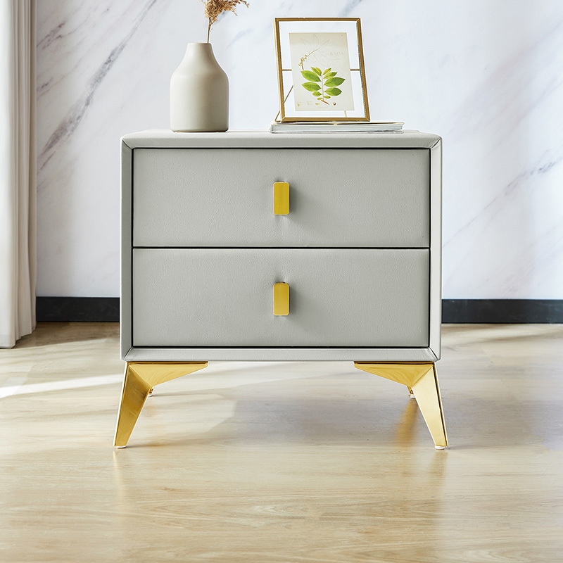 林氏家居轻奢简约现代床头柜卧室迷你小型皮质储物收纳柜子ls256