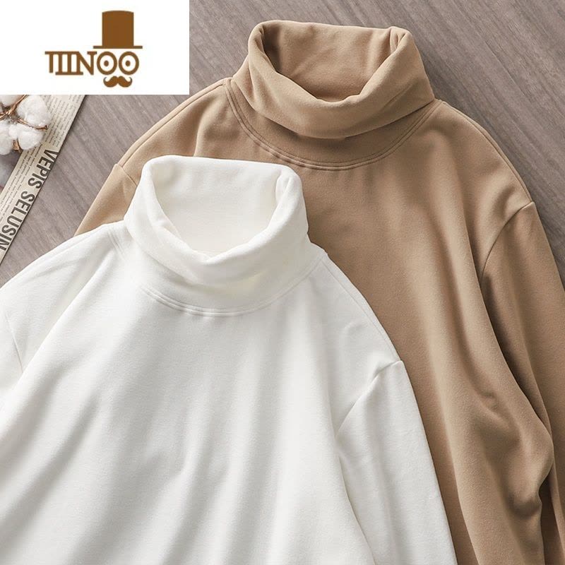 YANXU双面德绒高领打底衫男纯色保暖内搭中高领加绒加厚长袖t恤图片