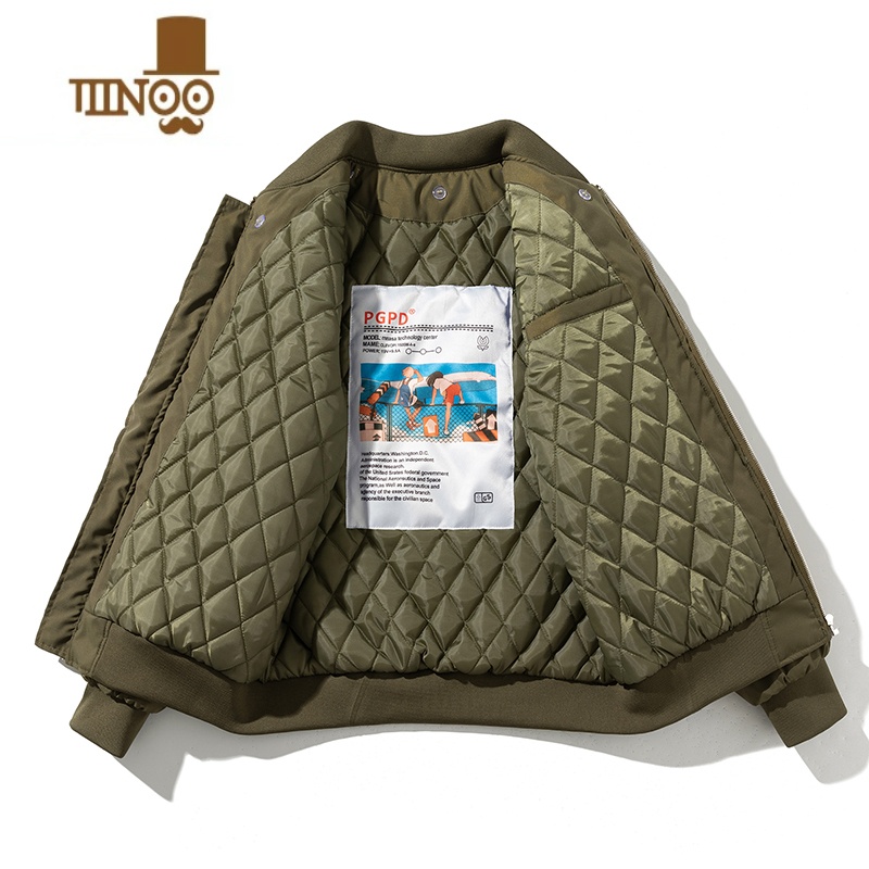 YANXU加厚棒球服男女棉服潮牌夹棉飞行员夹克棉衣宽松上衣情侣外套高清大图