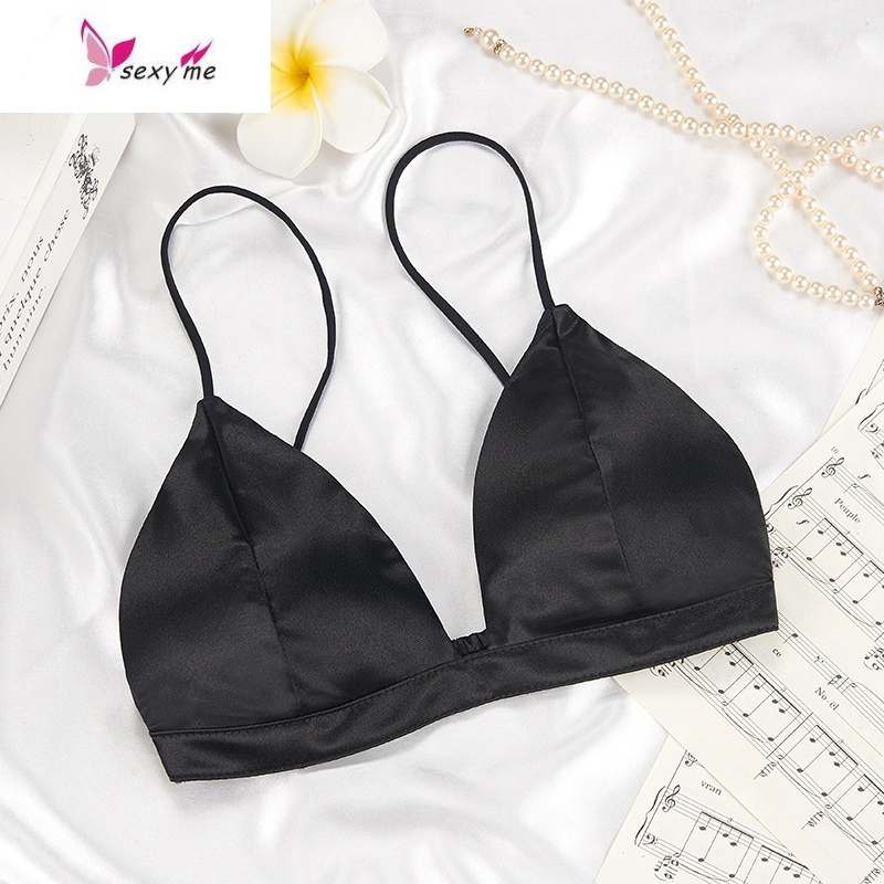 内衣女薄款三角杯法式吊带学生无钢圈抹胸裹胸文胸细带美背背心夏fish