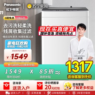 松下波轮洗衣机防霉阻菌全自动家用10公斤大容量T2F1