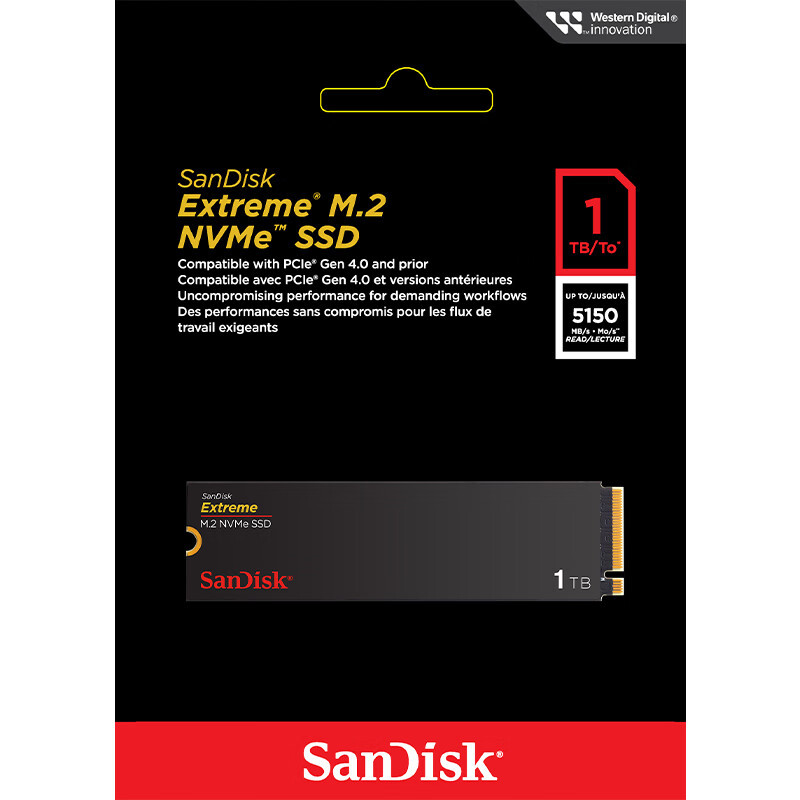 闪迪(SanDisk)2TB SSD固态硬盘 M.2接口PCIe4.0 2280(NVMe协议)至尊高速笔记本游戏固态硬盘高清大图