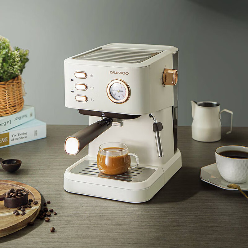 大宇(DAEWOO) 高压恒温萃取压力绵密奶泡咖啡机 1.5L DYKF-1233高清大图
