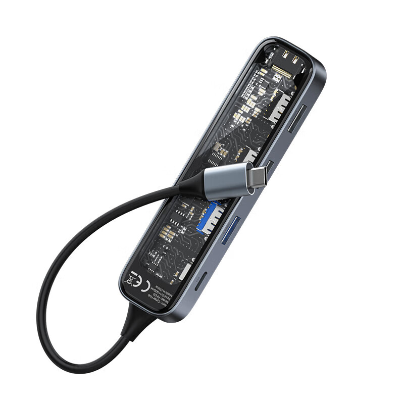 RECCI锐思RH20五合一HUB支持PD100W数据线转接口Type-C TO HDMI+ USB-A+USB-C高清大图
