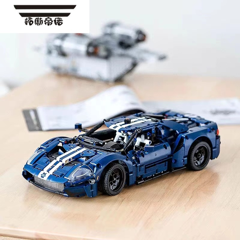 拓斯帝诺福特野马gt跑车积木保时捷汽车模型高难度拼装机械组赛车男生