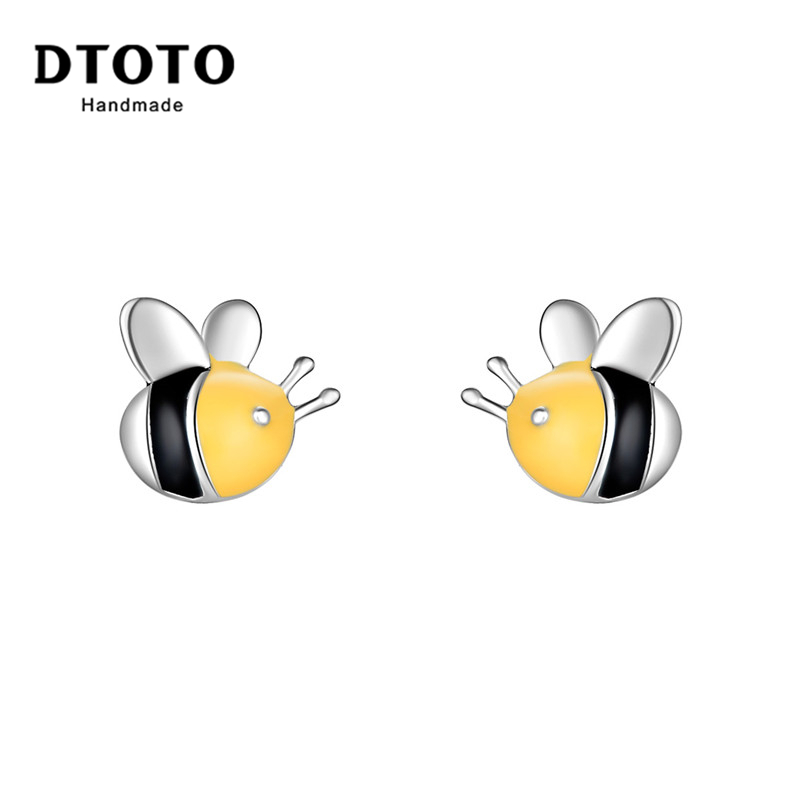DTOTO 日韩甜美可爱少女小蜜蜂耳饰耳环耳钉纯银女