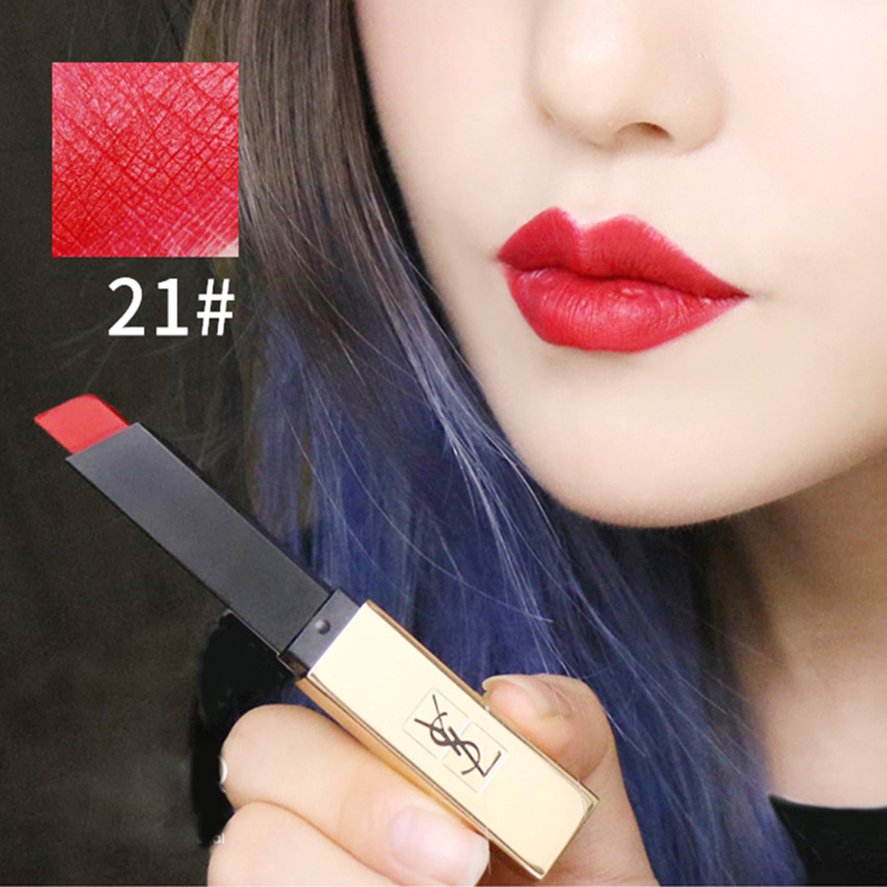 ysl圣罗兰小金条细管纯口红雾面哑光金管唇膏21复古正红色22g正品法国