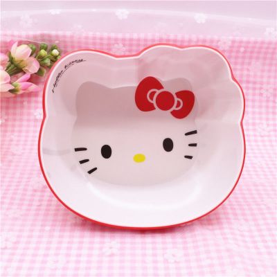 凯蒂猫密胺餐具可爱儿童宝宝米饭碗小汤碗加厚沙拉碗超萌创意个性 红色猫头碗
