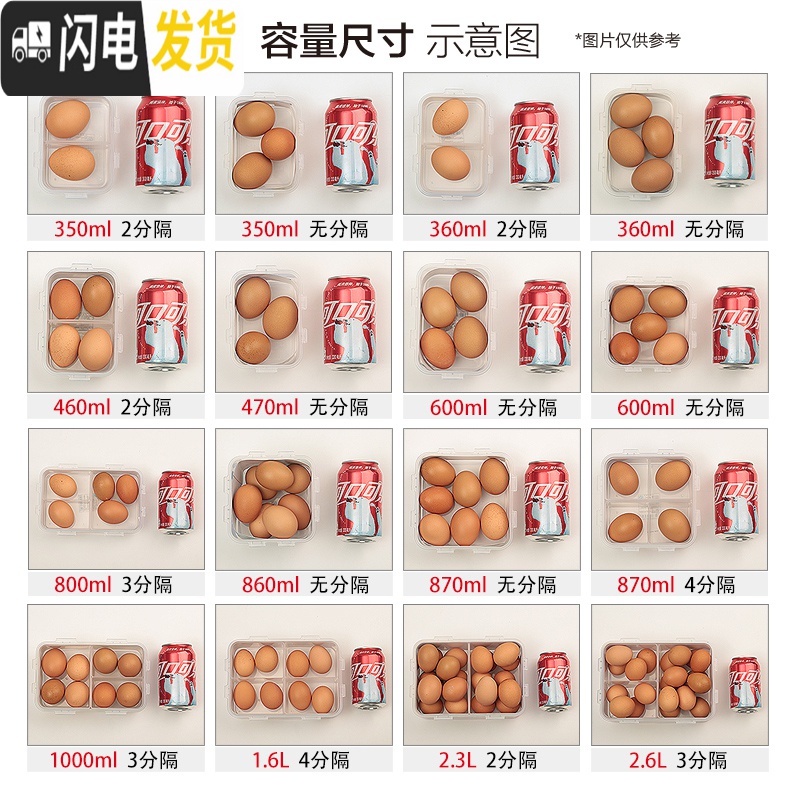 三维工匠分隔型保鲜盒分格便当盒带饭餐盒塑料饭盒儿童水果盒便携 860无分隔11*11*7.5CM高清大图
