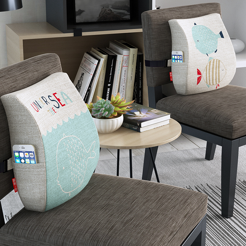 熊起家纺2021靠垫办公室腰靠可爱靠背垫护腰椅子汽车腰椎座椅靠枕腰垫