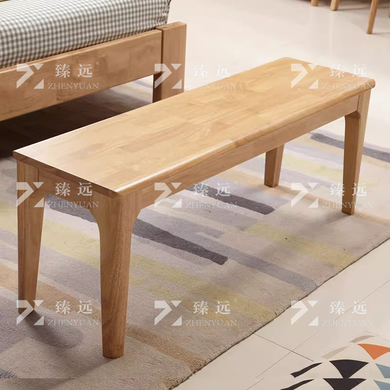 臻远ZY3121621全实木长条凳餐桌凳换鞋凳床尾凳原木色1.5米