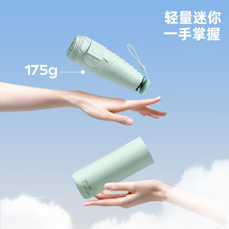 美度(MAYDU)超轻五折伞黑胶防晒防紫外线女晴雨两用遮阳伞胶囊伞M5205高清大图