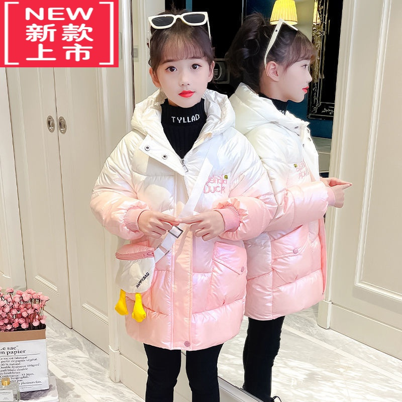 可莉允女童棉衣新款冬季洋气小女孩中长款棉袄中大童韩版儿童羽绒棉服潮