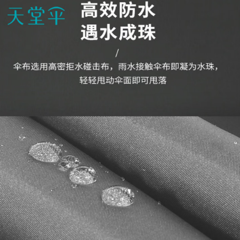 天堂双人晴雨伞三折33830E黛蓝色黑胶遮阳伞太阳伞8K抗风伞下106CM高清大图