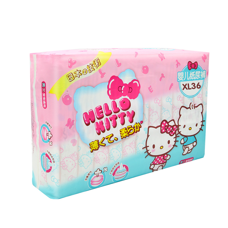 贝因美HELLOKITTY 粉K 柔薄瞬吸干爽婴儿纸尿裤XL码36片 倍柔亲肤特大号尿不湿XL 尿片