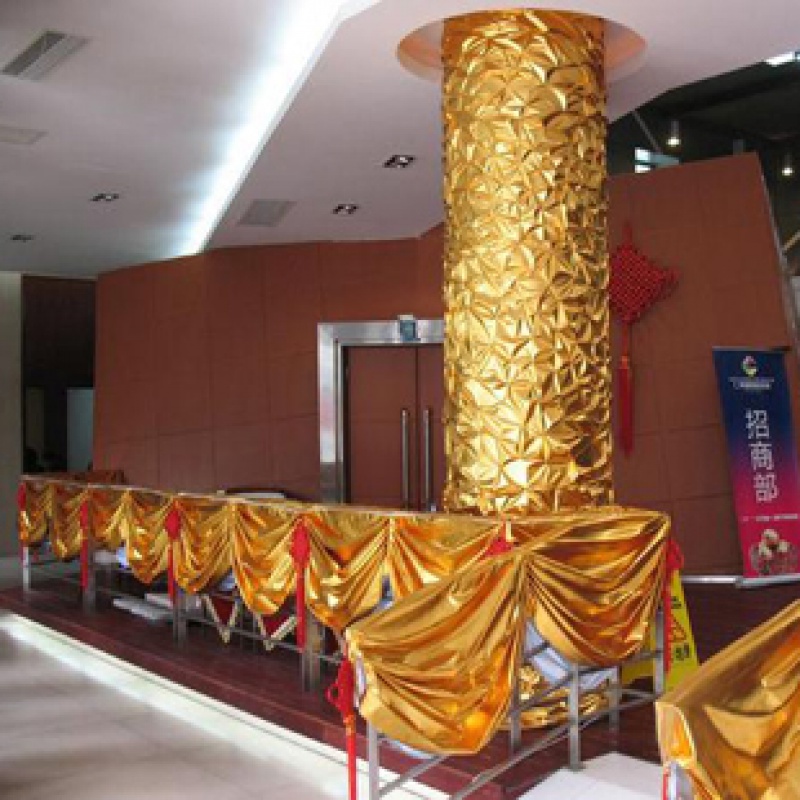 家柏饰(CORATED)包树金布 包柱子 烫金布料金色皱金布婚庆节日装饰布 金箔布 1.2米宽金色45米一卷高清大图