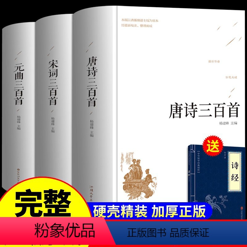 [正版]精装完整版唐诗宋词元曲三百首全集初中生中国经典古诗词300首鉴赏辞典译文详析赏析注释全套全解小学生必背古诗书籍高清大图