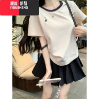 YIBUSHENG三木子自制~正肩短袖T恤女装季设计感小众上衣半袖针织圆领体恤