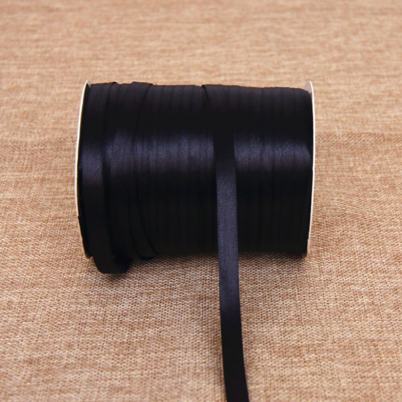 家柏饰(CORATED)1cm厘米大红色丝带绸带缎带彩带裱框丝带布带节日婚庆礼品包装带 黑色1cm宽350米