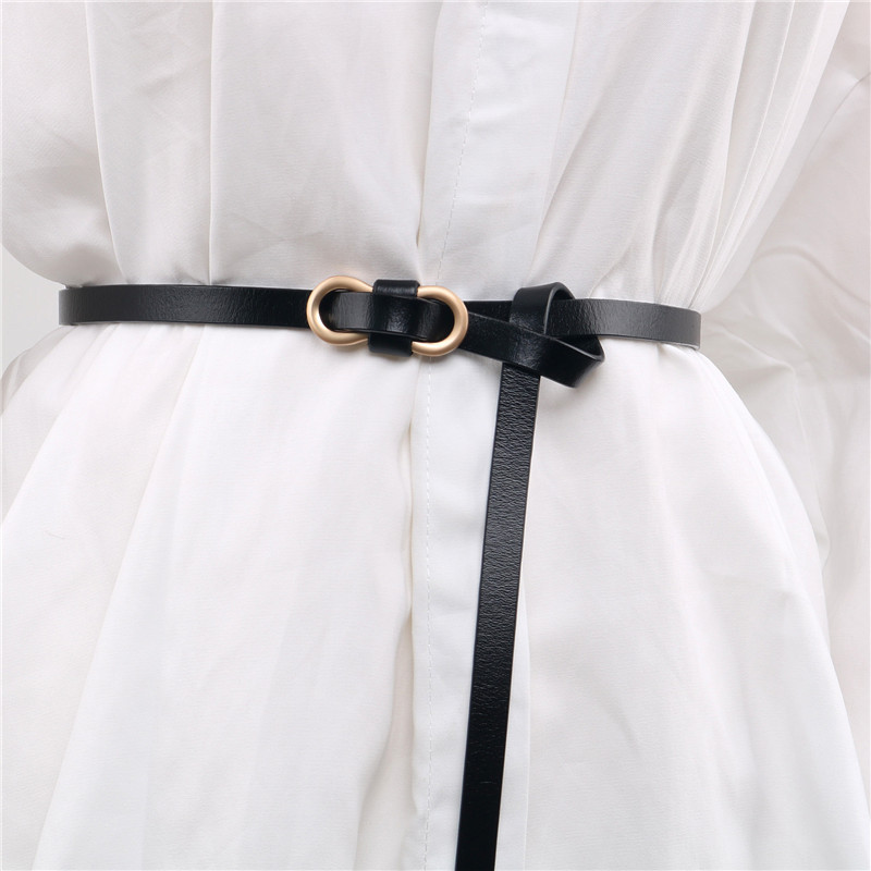 盛世尼曼细腰带女士皮百搭打结装饰皮带时尚黑色配连衣裙子毛衣收腰