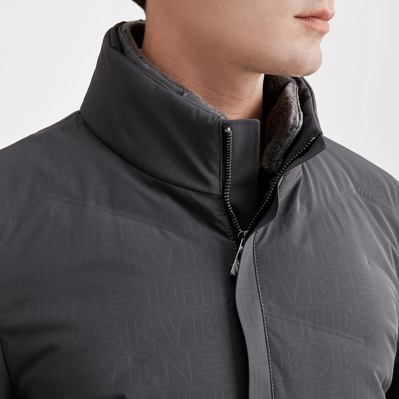 柒牌男装羽绒服冬季厚款防风保暖青年时尚休闲简约毛领白鸭绒外套121