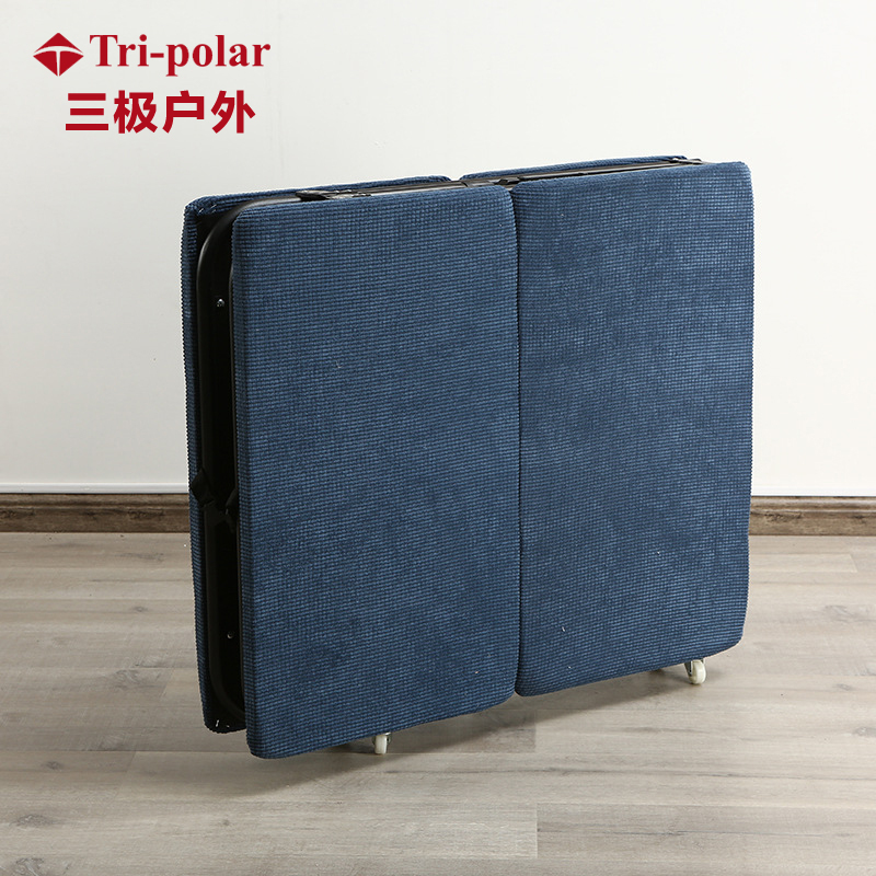 三极户外(Tripolar) TP1065 便携午休床办公室午睡床共享陪护折叠带滑轮单人床四折床 灯芯绒加厚木板床