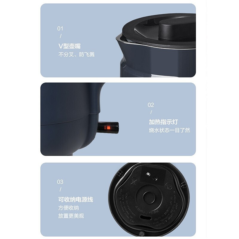 美的(Midea) 电水壶电热水壶家用烧水壶温控自动断电一体不锈钢高颜值大容量1.5L开水壶 MK-SH15X1-202