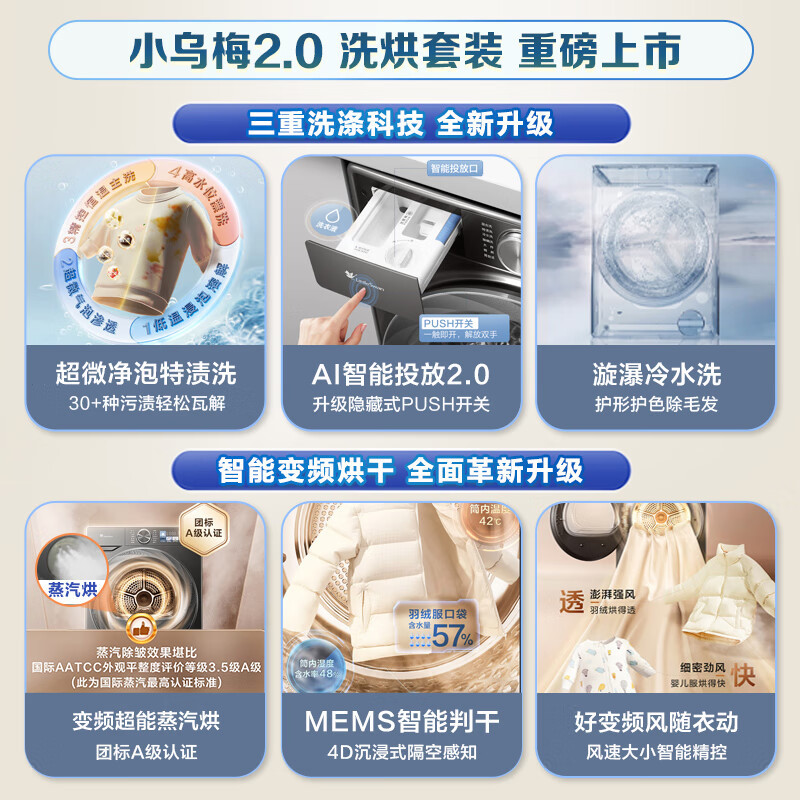 小天鹅(LittleSwan)超薄滚筒洗衣机大容量10KG小乌梅高奢版全嵌蓝氧特渍净洗烘一体TD100SC88