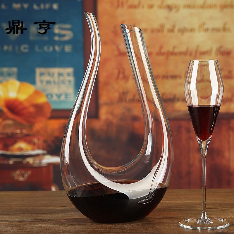 鼎亨包邮 无铅水晶玻璃醒酒器红酒分酒器倒酒器竖琴壶U型壶天鹅壶