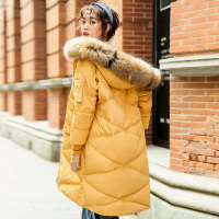冰洁貉子毛领中长款时尚修身连帽厚款羽绒服女J80143038