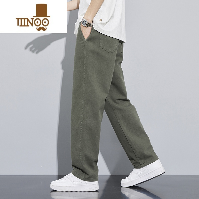 YANXU休闲裤子男士2023新款直筒宽松潮牌秋季男生美式高街阔腿工装长裤高清大图