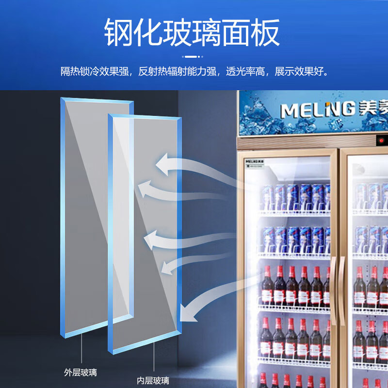 美菱(MELING)632升大容量双门冷藏立式冷柜 节能商用冰箱立式冷柜保鲜柜冰箱 SC-660LE2MR6