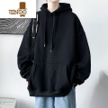 YANXU纯色连帽卫衣男2023新款美式潮牌oversize男生上衣外套 2XL 黑色