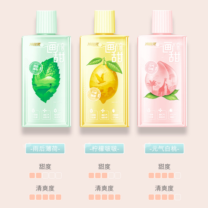 冷酸灵画甜漱口水雨后薄荷果味漱口水(绿色)250ml*2瓶水果味0酒精0色素口气清新便携装