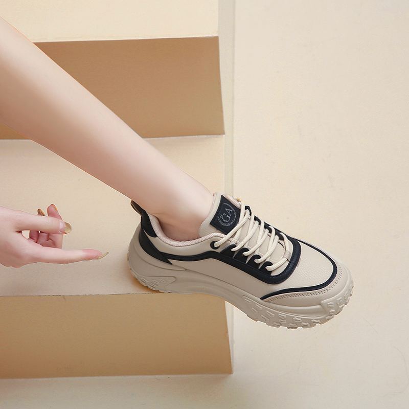 La Chessiers小白鞋女新款春秋季百搭厚底增高老爹鞋学生ins休闲运动鞋