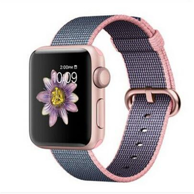 苹果 (Apple)Watch Series2 苹果智能手表 GPS定位 铝金属表壳搭配精织尼龙表带38mm亮粉配午夜蓝
