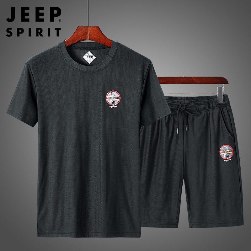 Jeep Spirit吉普运动套装男子21新款中学生健身跑步套装短袖短裤两件套图片 高清实拍大图 苏宁易购