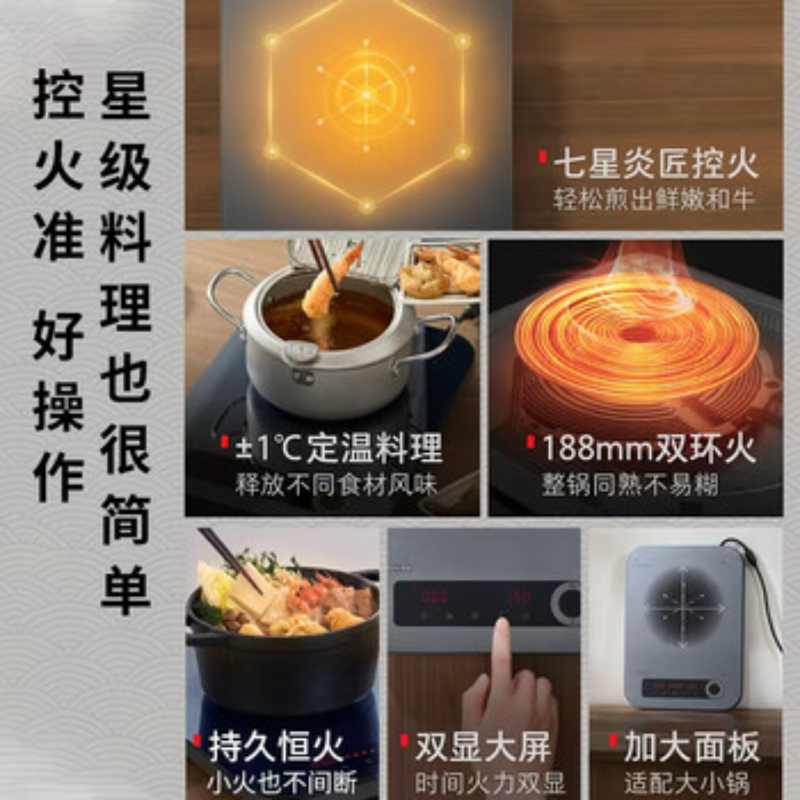 东芝(TOSHIBA)炎匠电磁炉电磁灶家用大功率猛火爆炒 10重安全保护触控面板低温烹饪一键定时 IC-21RUC GM高清大图