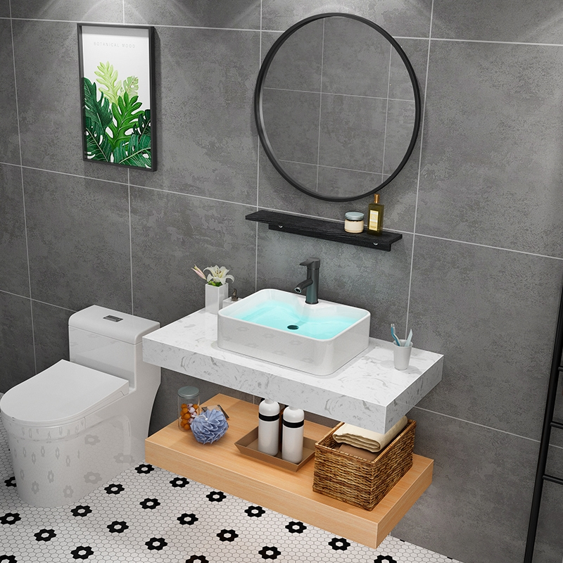 闪电客现代简约大理石洗手盆卫生间洗漱台北欧小户型浴室柜组合洗脸池