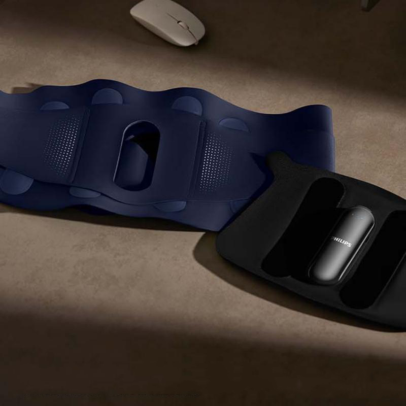 飞利浦腰部按摩器 支撑腰带护腰养腰热敷艾草护腰带肌劳损运动腰带钢条腰托 PPM3209B 深蓝色 / 台