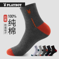 花花公子袜子男士纯棉2025新款吸汗全棉中筒袜子男透气长筒袜袜新
