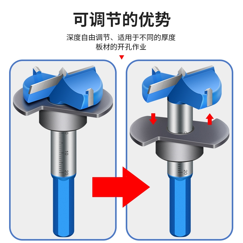 可调节定位35mm铰链专用木工合金开孔器古达橱柜合页电脑桌打孔钻头