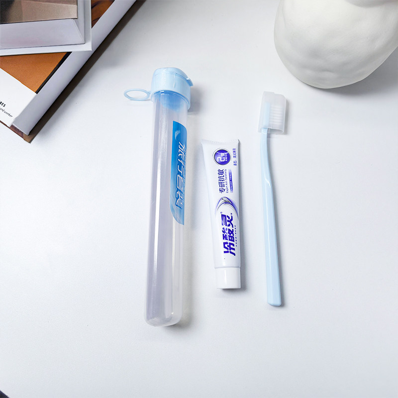 冷酸灵旅行套装牙膏牙刷组合装便携式洗漱小支小样出行收纳盒-[蓝色+粉色]冷酸灵旅行套装*2高清大图